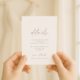 Tarjeta de Detalles de Boda de Marfil Minimalista