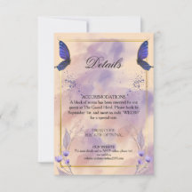 Tarjeta de Detalles de Boda de Mariposa Morada Ele