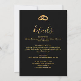 Tarjeta de Detalles de Boda de Oro Negro