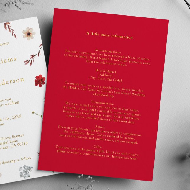 Tarjeta de Detalles de Boda de Oro Rojo (Subido por el creador)