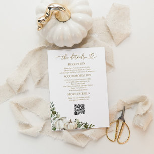 Tarjeta de detalles de boda de otoño con vegetació