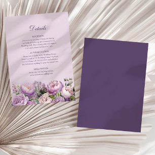 Tarjeta de Detalles de Boda de Peonías Lilas Boho