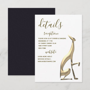 Tarjeta de Detalles de Boda de Perro Dorado Minima