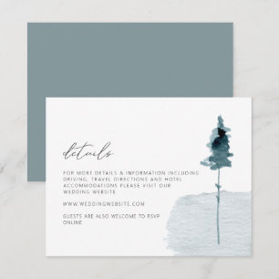 Tarjeta de detalles de Boda de pino de invierno rú