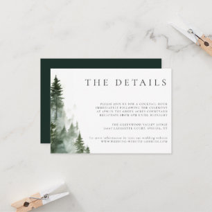 Tarjeta de detalles de Boda de pinos silvestres