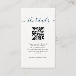 Tarjeta de detalles de boda de playa con código QR