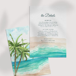 Tarjeta de Detalles de Boda de Playa Tropical y Pa