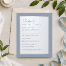 Tarjeta de Detalles de Boda de Presupuesto Azul Po