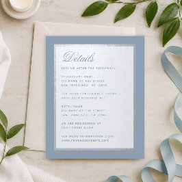 Tarjeta de Detalles de Boda de Presupuesto Azul Po