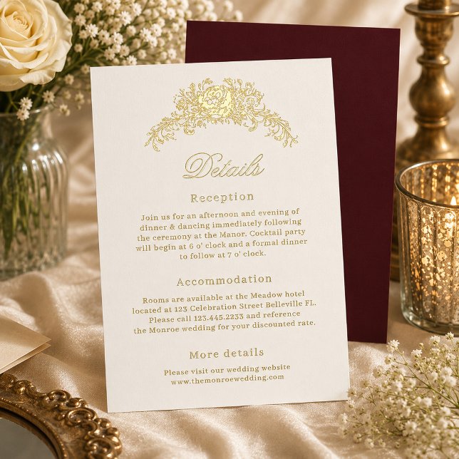Tarjeta de detalles de boda de regencia verde marf (Subido por el creador)