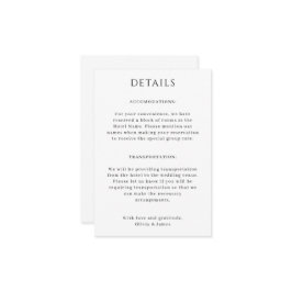 Tarjeta de Detalles de Boda de Retrato