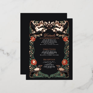 Tarjeta de Detalles de Boda de Rosa Cuervo Gótico 