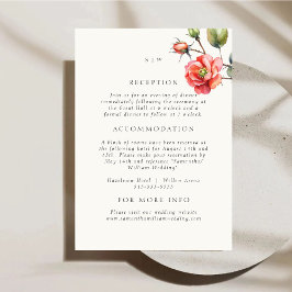 Tarjeta de Detalles de Boda de Rosa en Acuarela