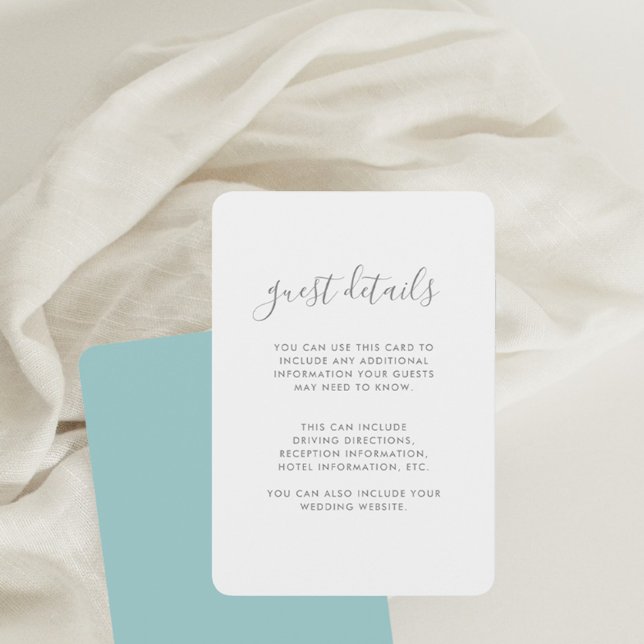 Tarjeta de detalles de Boda de script moderno en a (Subido por el creador)