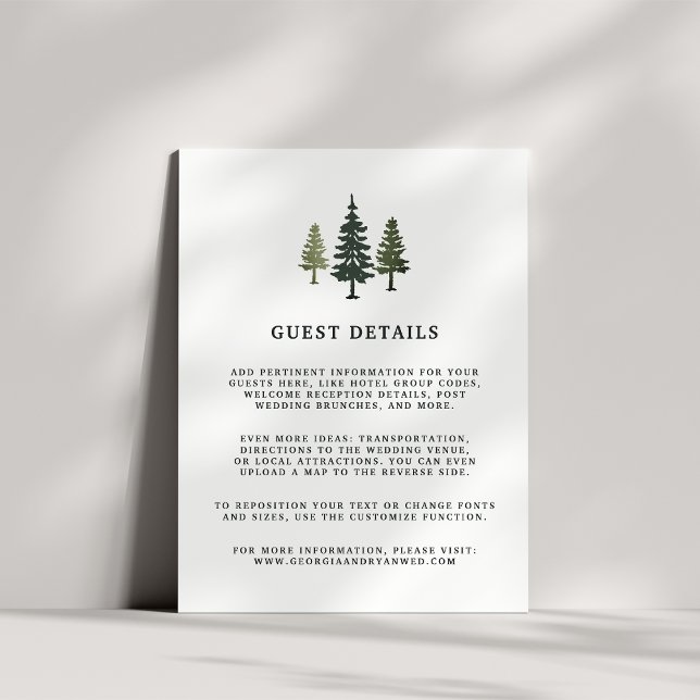 Tarjeta de detalles de Boda de Tall Pines (Subido por el creador)