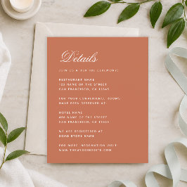 Tarjeta de Detalles de Boda de Terracota Económica