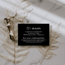 Tarjeta de detalles de Boda de tipografía negrita