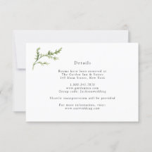 Tarjeta de detalles de Boda de vegetación simple