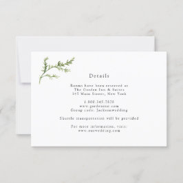 Tarjeta de detalles de Boda de vegetación simple