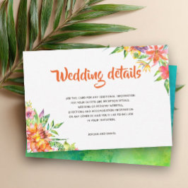 Tarjeta de Detalles de Boda de Verano con Acuarela