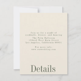 Tarjeta de detalles de Boda de verano industrial