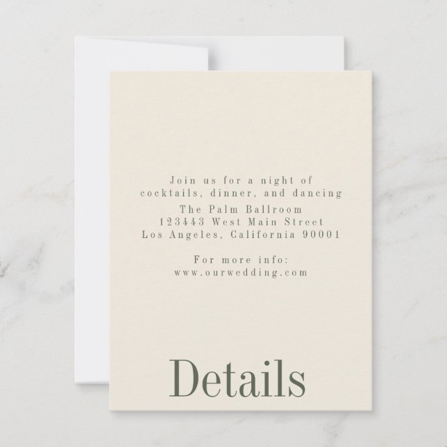 Tarjeta de detalles de Boda de verano industrial (Anverso)