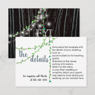 Tarjeta de Detalles de Boda de Vid y Luces Rústica