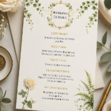 Tarjeta de Detalles de Boda del Jardín Secreto de