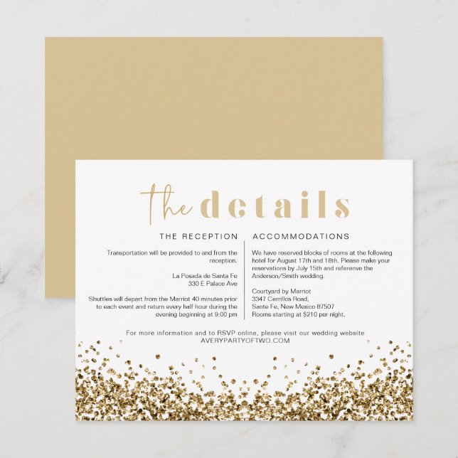 Tarjeta de detalles de boda Disco de oro amarillo  (Anverso / Reverso)