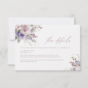 Tarjeta de Detalles de Boda Dusty Mauve y Lavanda