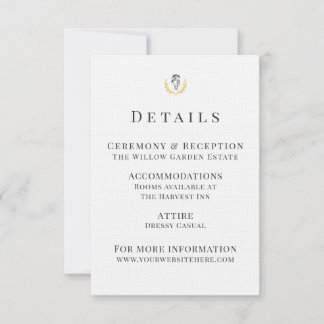 Tarjeta de Detalles de Boda Ecuestre con Escudo de