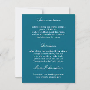 Tarjeta de Detalles de Boda Elegante Azul Turquesa