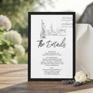 Tarjeta de detalles de boda elegante con horizonte