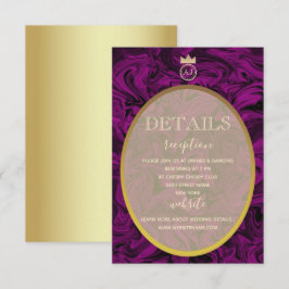 Tarjeta de detalles de boda elegante con lámina do