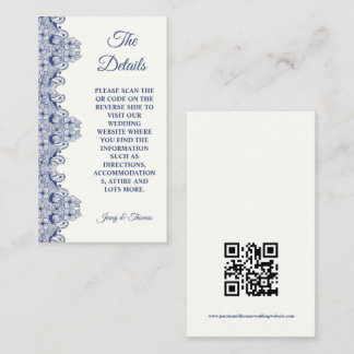 TARJETA de detalles de boda elegante de Blue Lace