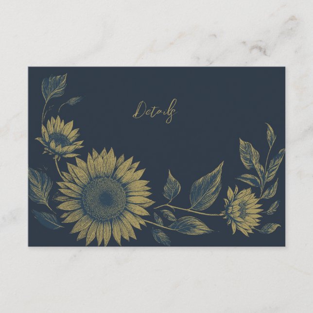 tarjeta de detalles de boda elegante de girasoles  (Anverso)