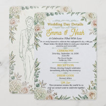 Tarjeta de Detalles de Boda Elegante en Verde Salv