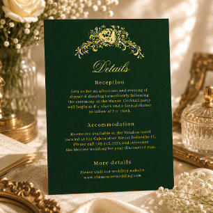 Tarjeta de detalles de boda elegante esmeralda Reg