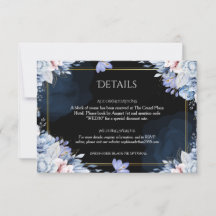 Tarjeta de Detalles de Boda Elegante Polvo Azul Ne