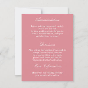 Tarjeta de Detalles de Boda Elegante Rosa Rubor