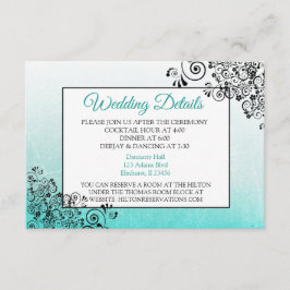 Tarjeta de detalles de boda elegante verde azulada