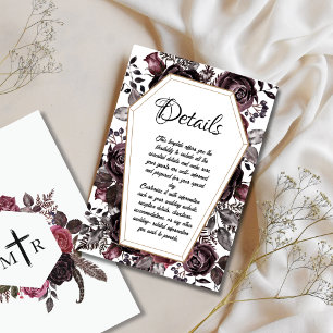 Tarjeta de Detalles de Boda en Ataúd Gótico