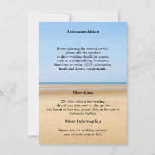 Tarjeta de Detalles de Boda en Destino de Playa