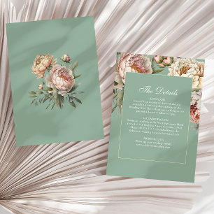 Tarjeta de Detalles de Boda en Jardín de Peonía Ve