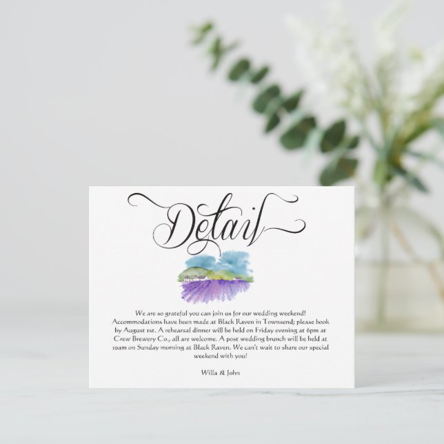 Tarjeta de detalles de boda en viñedo toscano (Anverso de pie)