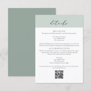 Tarjeta de detalles de boda estilo pasaporte verde