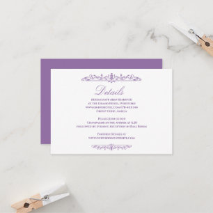 Tarjeta de detalles de boda estilo púrpura Regenci