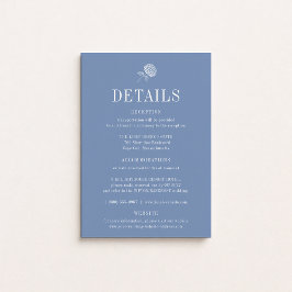 Tarjeta de detalles de boda floral azul de HYDRAÑE