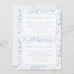 Tarjeta de detalles de boda floral Chinoiserie azu