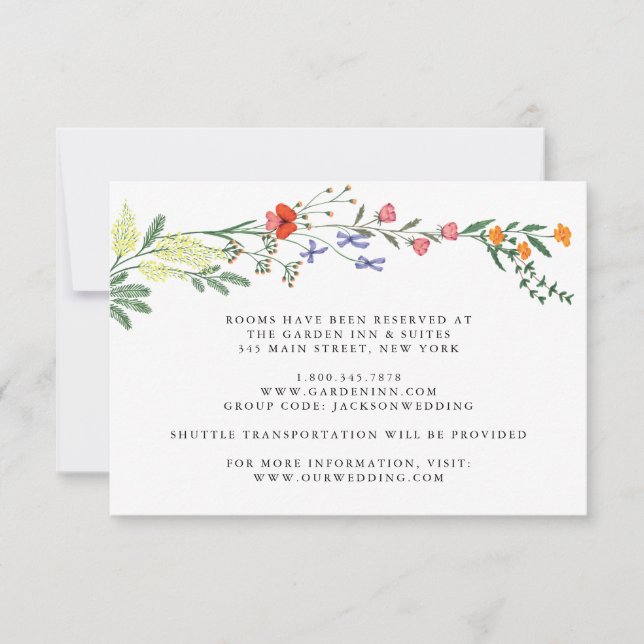 Tarjeta de detalles de Boda floral de jardín secre (Anverso)